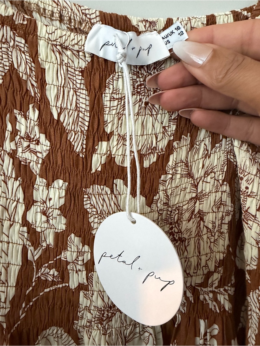 Petal & Pup Brown Floral Smocked Maxi Dress - Picture 4 of 4